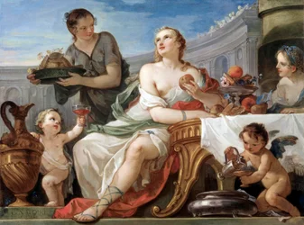 "Het banket van Psyche" Schilderij van Charles Joseph Natoire (Charles-Joseph Natoire