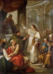 Sint Stefanus voor de Hogepriester en Oudsten van het Sanhedrin, 1745