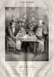 Scènes de moeurs: Comme ou dine à Paris. Diners a vingt-cing sous. Trois plates au choix du traiteur