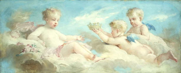 Putti dartelend in de wolken