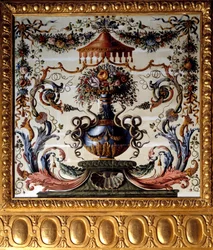 Decoratief paneel van de eetkamer van het Chateau de Vaux Le Visomte