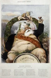 Armand Fallières, wijnmaker: karikatuur van Fallières als Bacchus - in 