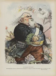 Karikatuur van de Franse schilder en politicus Etienne Dujardin-Beaumetz. Illustratie voor Le Rire