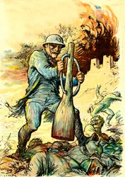 Spotprent van generaal Nivelle (1856-1925) in "Le Rire" van 20 januari