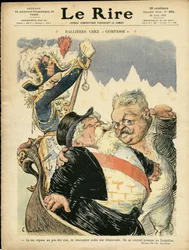 Illustratie van Charles Leandre (1862-1934) voor de Omslag van Le Rire, 20/08/10 - Fallieres bij de Gravin - Italië, President van de Republiek, Hoed, Identifier, Venetië - Fallieres Armand (1841-1931)