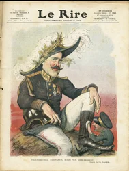 Illustratie van Charles Leandre (1862-1934) voor de Omslag van Le Rire, 27/09/13 - Veldmaarschalk Constantijn - Duitsland Pruisen, Helm met Punt, Leger, Griekenland - Ferdinand van Bulgarije (1816-1948), Konstantin Constantin 1e (1868-1923) - Schoenpoets