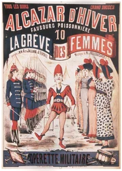 Poster voor de operette La Grève des femmes door A. de Villebichot, 1879-1880