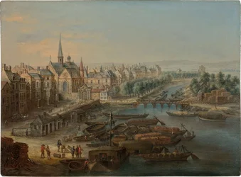 Uitzicht op het Arsenaal, de haven Saint Paul en de quai des Célestins in Parijs