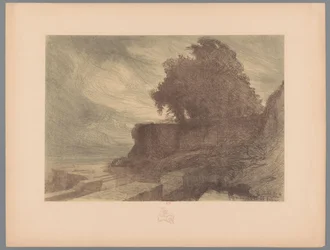 Ruïne van een bastion met een kanon en een boom