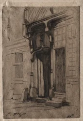 Deur van een oud klooster in de Rue Mirabeau, Bourges