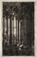 Etsen van Parijs: De galerij van Notre Dame, 1853