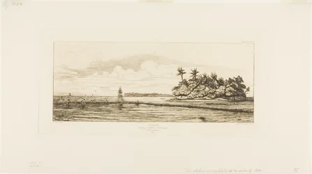 Oceanië: Vissen, nabij eilanden met palmen in de Uea of Wallis Groep, 1845