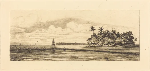 Oceanië, eilandjes bij Uvea (Wallis); Vissen met palmen, 1845