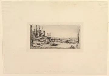 Passerelle du Pont-au-Change, na de brand van 1621 De voetbrug tijdelijk vervangend