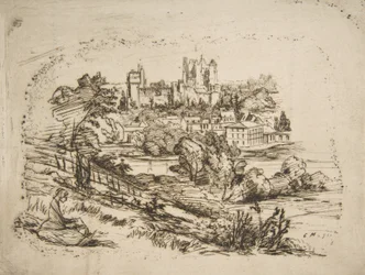 Ruïnes van het Kasteel van Pierrefonds, na Viollet-le-Du..., 1858