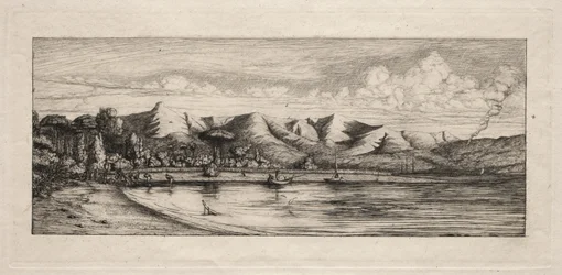 Seine vissen bij Charcoal Burners Point, Akaroa, 1865