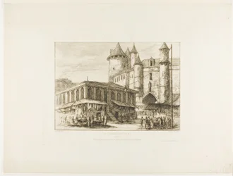 Het Grand Châtelet, Parijs, ca. 1780, naar een eerdere tekening