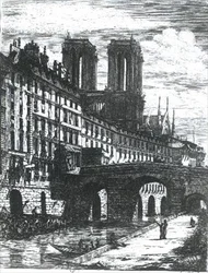 De kleine brug bij het Hotel-Dieu