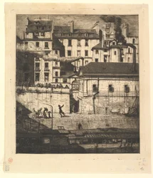 Het mortuarium, Paris La Morgue, 1854