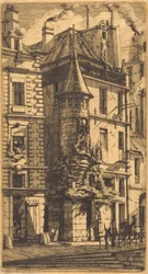 Torentje in de Rue de la Tixéranderie, Parijs (huis met een torentje, Weversstraat, Parijs)