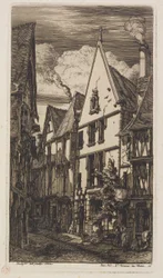 Gezicht langs de Rue des Toiles, Bourges