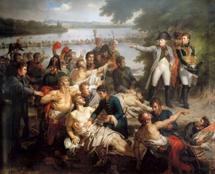 De terugkeer van Napoleon naar het eiland Lobau na de Slag bij Essling, 23 mei 1809