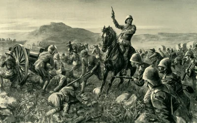 Lord Methuen verzamelt zijn gebroken troepen bij Tweebosch, 1902