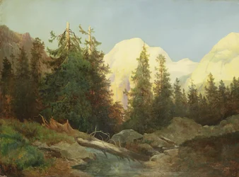 Zonsondergang in Zuid-Tirol (olieverf op doek)