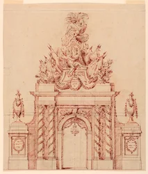 Ontwerp voor een Geschilderde Decoratie ter Ere van een Franse Generaal die Gouverneur van een Kroonprins was