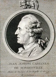 Jean Joseph Cassanea de Mondonville (1711-72) gegraveerd door Augustin de Saint-Aubin (1736-1807) 1768
