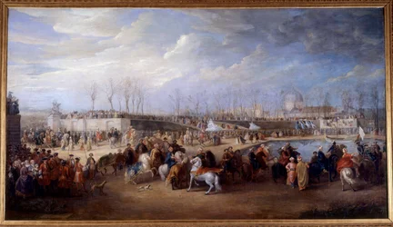 Ontvangst van Mehemet Effendi Turkse ambassadeur bij de grote Sultan Achmet door koning Lodewijk XV op 21 maart 1721 in de Tuilerieën