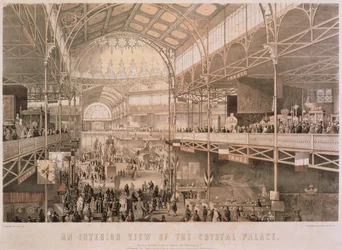 Het interieur van het New York Crystal Palace, uitgegeven door Endicott & Co., New York, 1855