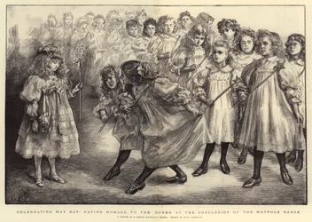 Viering van Meidag, eerbetoon aan de Koningin na de Meipaaldans