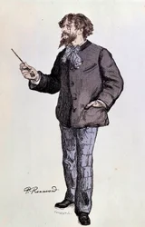 Portret van de schrijver Alphonse Daudet (1840-1897) Illustratie van Paul Renouard 19e eeuw Privécollectie