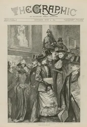 Bezoekers bij de uitleencollectie van schilderijen in de Guildhall