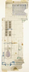 Ontwerp voor een kledingkast, getoond in elevatie, met half-volledige details van decoratief paneel, 1904
