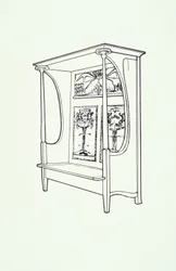 Lijntekening van meubel (een kast), ca. 1910
