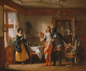 Slender, met de Hulp van Shallow, het Hof maken aan Anne Page, uit "De Vrolijke Vrouwtjes van Windsor," Acte III, scène iv