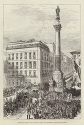 Begrafenis van de overleden koning van Italië in Rome, de processie op de Piazza di Spagna