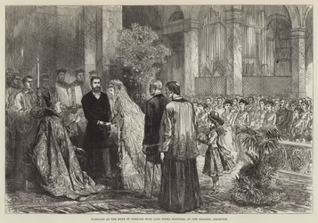 Huwelijk van de hertog van Norfolk met Lady Flora Hastings, in de Oratory, Brompton