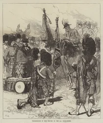 Presentatie van nieuwe kleuren aan de 42e Highlanders