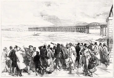 De Tay-brug zoals die verscheen op maandag 29 december om tien uur (gravure)