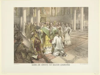 Karel de Grote tot keizer gekroond, 800. Serie van 24 vaderlandsche historieplaten, voor School en Huis (series title)