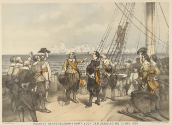 Maarten Tromp vóór de aanvang van de zeeslag bij Duins, 1639