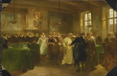 Prins Maurits van Oranje ontvangt een delegatie uit Rusland in 1614, 1874