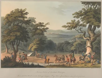 Nr. 7 Ver uitzicht op Ciudad Rodrigo vanuit het eikenbos bij het dorp Espeja, maart 1811