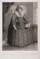 Koningin Elizabeth I met scepter en rijksappel