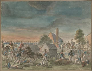 De ontmoeting van de hertog van Wellington en prins Blücher, nabij La Belle Alliance