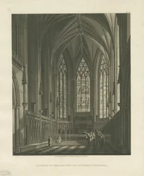 Interieur van de Lichfield Kathedraal - Lady Chapel (aquatint gravure)