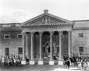 De kroning van George IV in Carlton House, geëtst door Robert Havell II, 1824